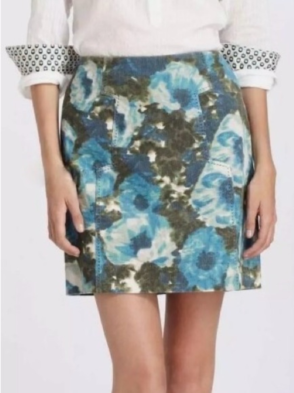 Anthropologie Postmark Calabria Watercolor Corduroy Skirt